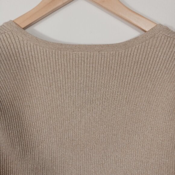 Tommie Hilfiger, NWT, Large, Short Sleeve Sweater, Metallic Gold, Neutral - Picture 9 of 16